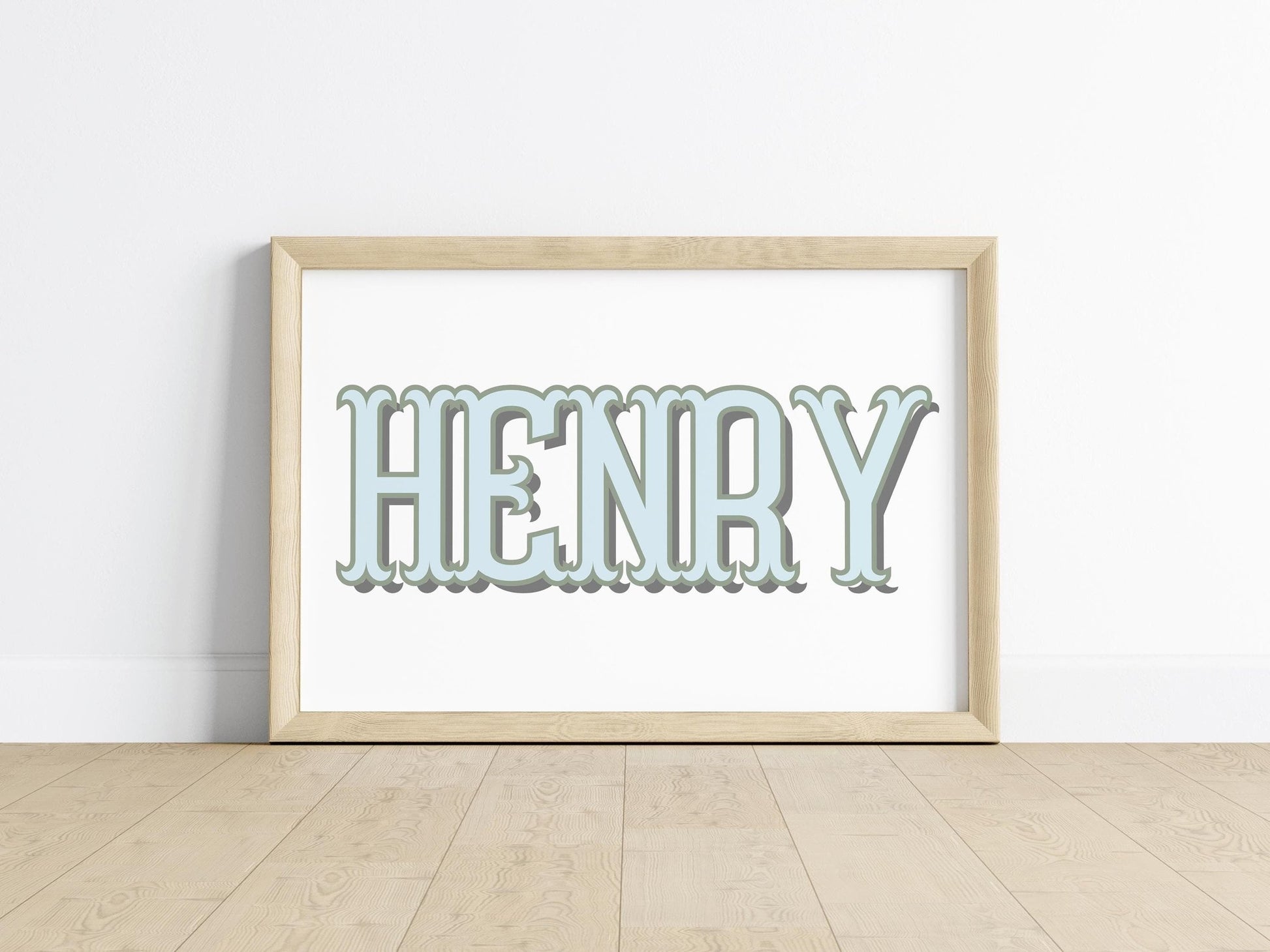 Elegant custom baby name sign in a soft blue color, ideal for nursery decor, above crib sign, or as a unique baby gift for new parents.