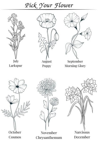 Customizable flower stem name art featuring graceful designs, making it a perfect custom gift for her on any occasion.